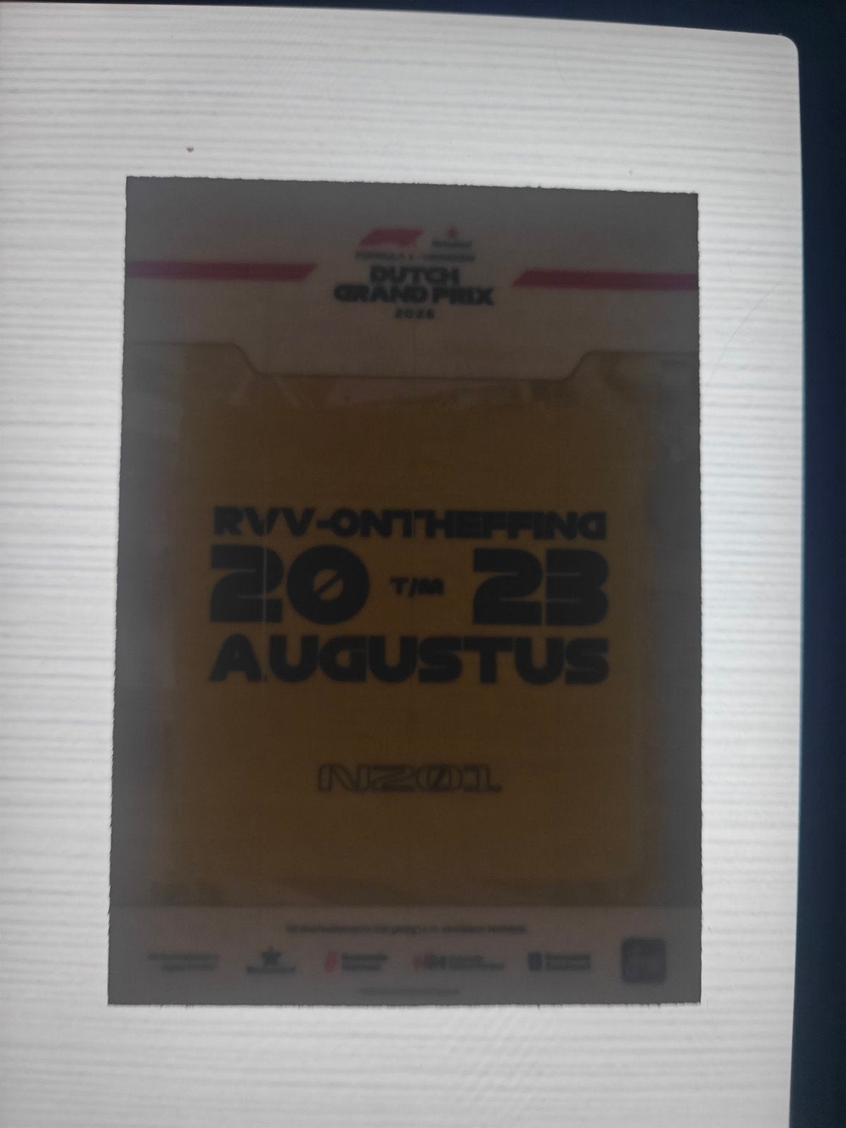 Grand Prix Zandvoort 2026 doorrijkaart / doorlaatbewijs, Eén persoon