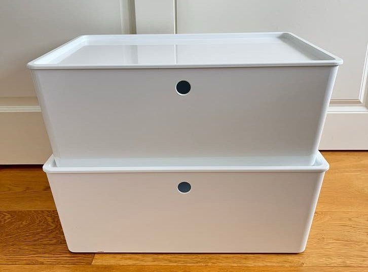 IKEA KUGGIS Storage Boxes with Lids | Set of 2, Ophalen, Kunststof, Minder dan 50 cm, Zo goed als nieuw
