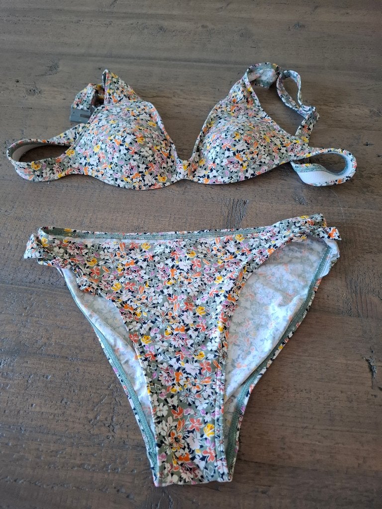 Esprit bloemen bikini groen/multicolor – maat 36 / 36B, Overige kleuren, Ophalen of Verzenden, Zo goed als nieuw, Bikini