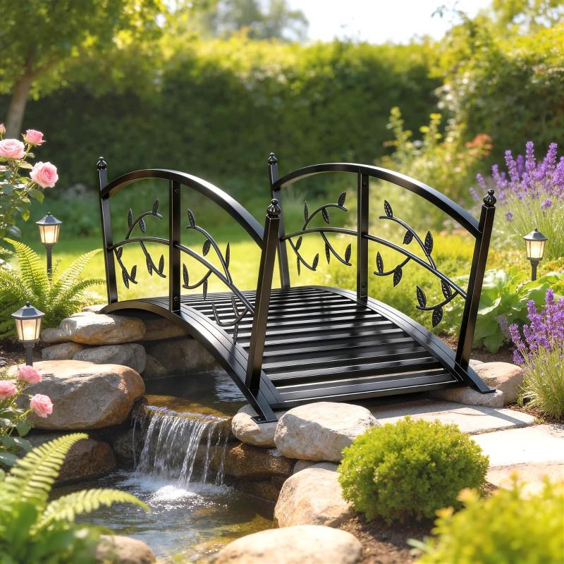 Decoratieve Tuinbrug - Zwart Metaal, 120cm NIEUW IN DOOS, Ophalen of Verzenden