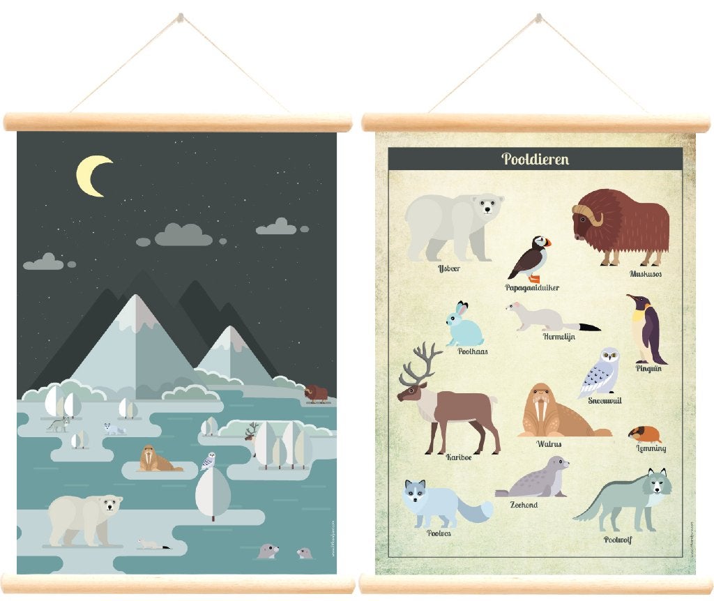 Schoolplaat Kinderposter Poster Pooldieren Little & Pure, Kernreactorstraat 24a, 3903LG, Veenendaal, Nieuw, Ophalen of Verzenden