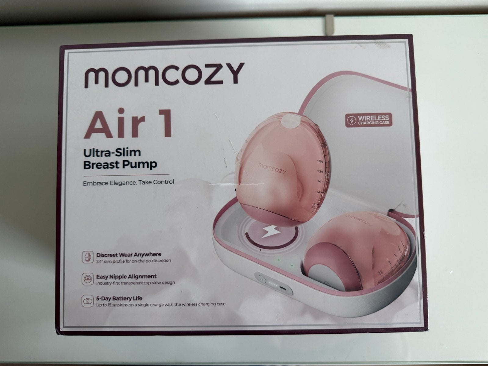 Momcozy Air 1 Ultra-Slim Borstkolf met Draadloze Oplaadcase, Verzenden, Nieuw
