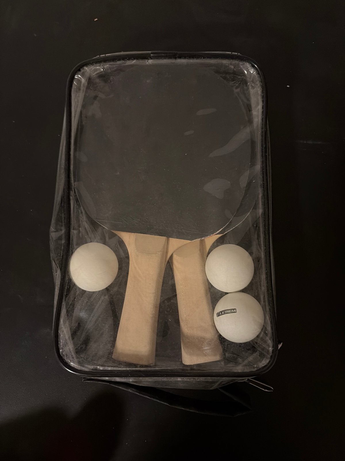 Tafeltennis set: 2 batjes en 3 balletjes in hoes, Ophalen of Verzenden, Gebruikt, Net, Batje(s) of Balletje(s)