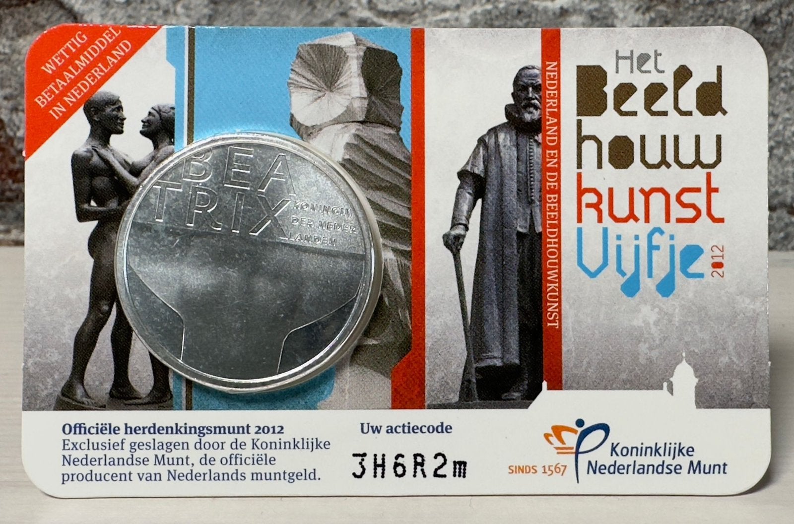 Het Beeldhouwkunst vijfje UNC coincard, Ophalen of Verzenden, Koningin Beatrix, Euro's
