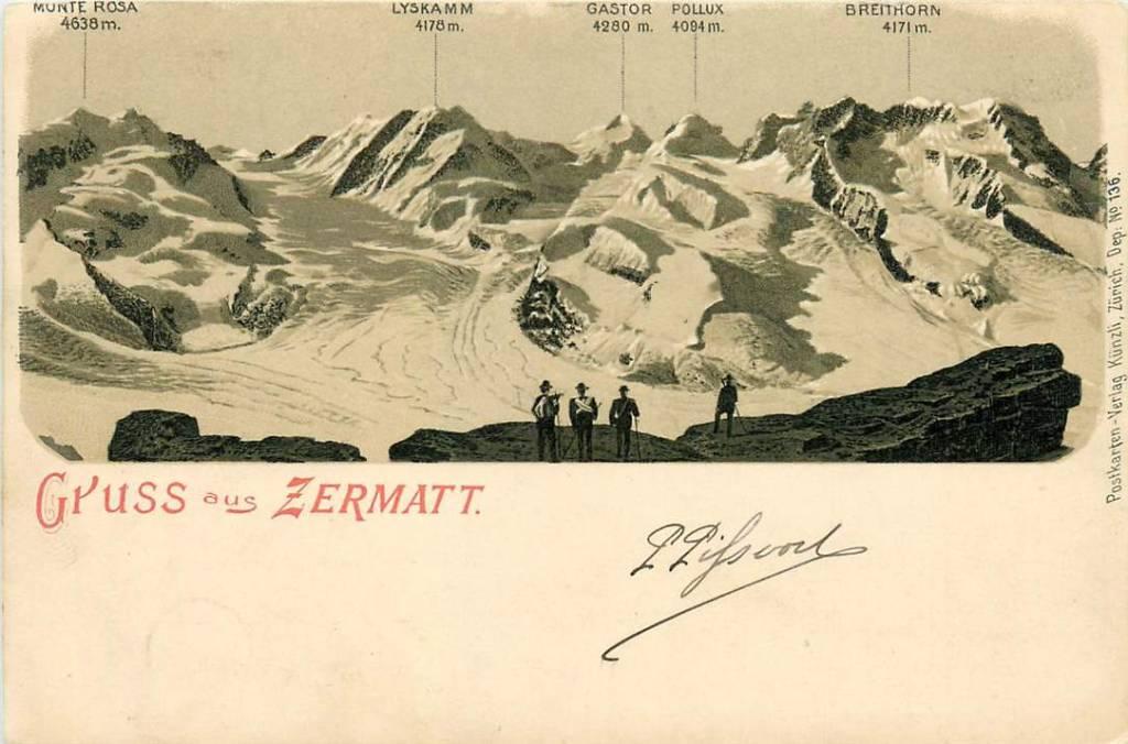 381-200-007 Zermatt Gruss aus, Verzenden, Voor 1920, Overig Europa