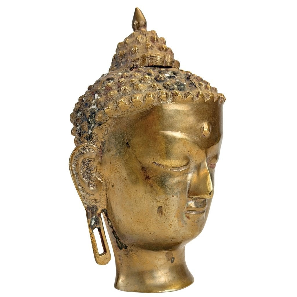 Boeddhahoofd – Nepalese bronzen stijl, Antiek en Kunst, Overige herkomsten, Ophalen of Verzenden, Beeld, Brons