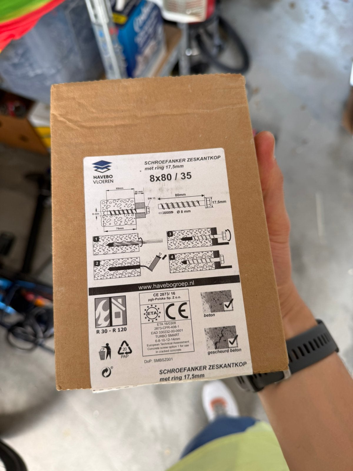 20x Havebo Schroefanker Zeskantkop met Ring – 8x80 / 35, Verzenden, Nieuw, Schroeven