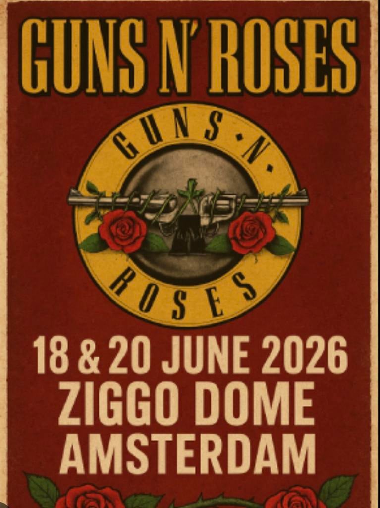 2 tickets (staanplaats) Guns n Roses 18-6, Tickets en Kaartjes, Twee personen, Juni, Hard Rock of Metal