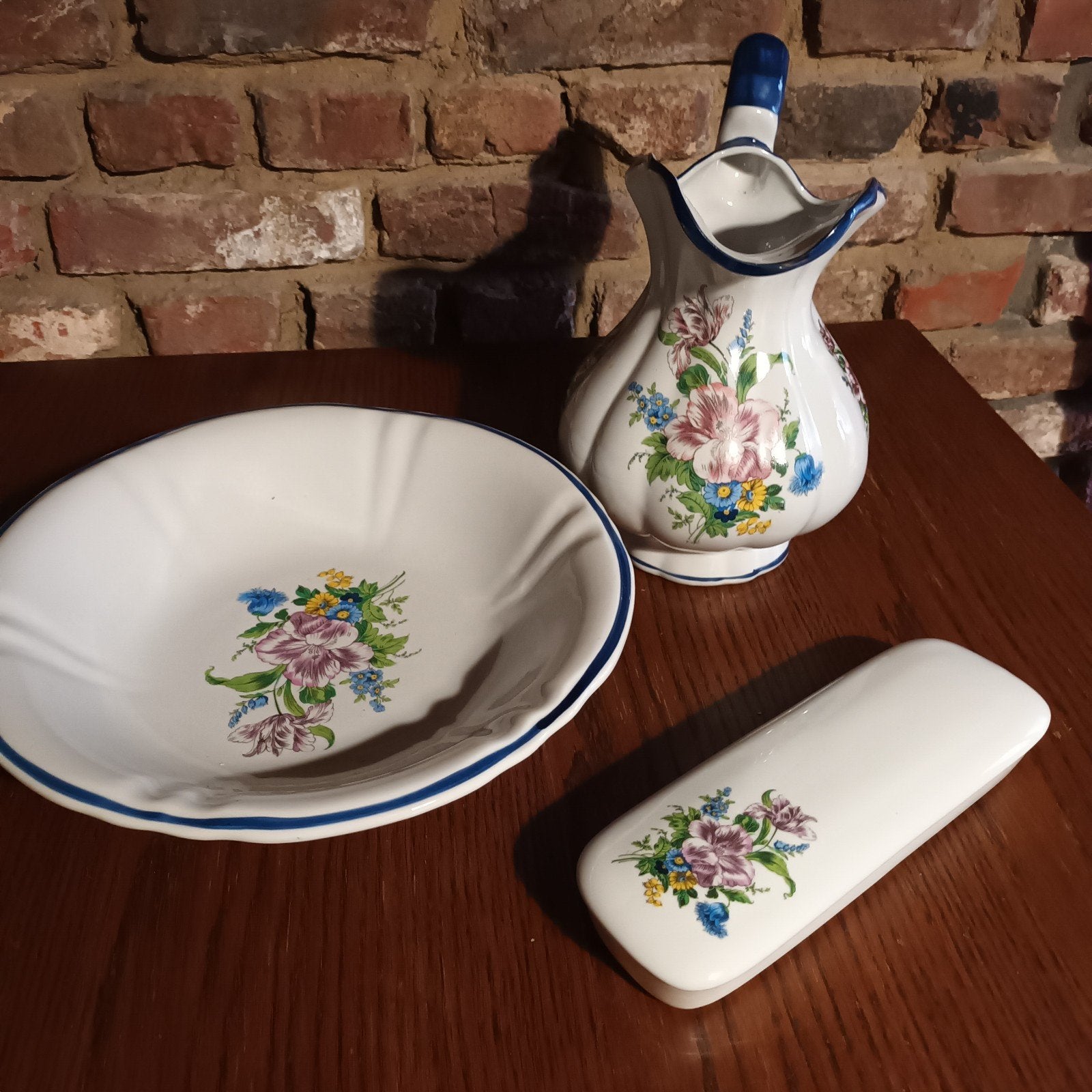lampetstel Delfts Handmade Bloemen Servies Set - Kan, Kom, L, Ophalen