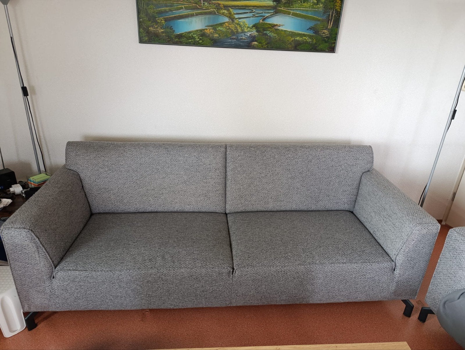 Mooie Grijze Bank 3 en 2 zitter van H&H in zeer goede staat!, Ophalen, 90 cm, Tweepersoons, Zo goed als nieuw