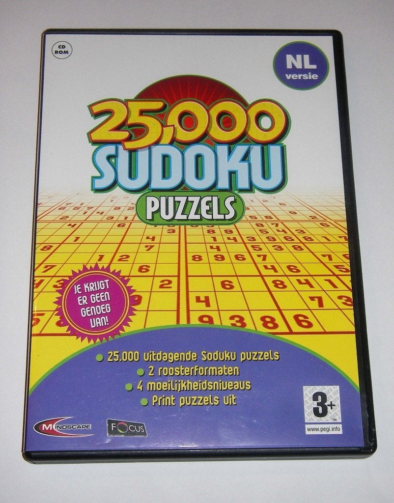 CD met 25000 SUDOKU Puzzels voor de PC, Puzzel en Educatief, 1 speler, Eén computer, Ophalen of Verzenden