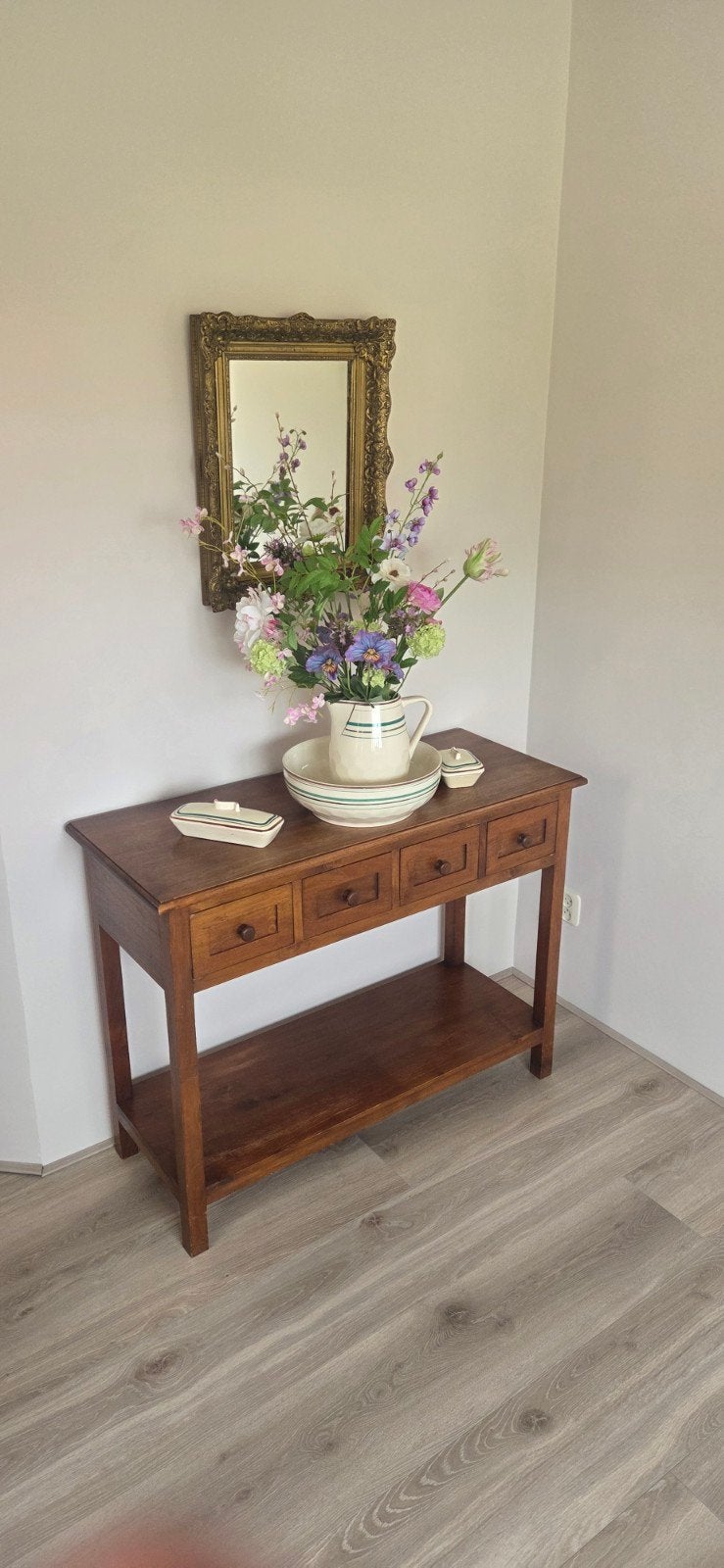 Wandtafel, Ladekast teakhout, Ophalen, 100 tot 150 cm, Teakhout, Zo goed als nieuw