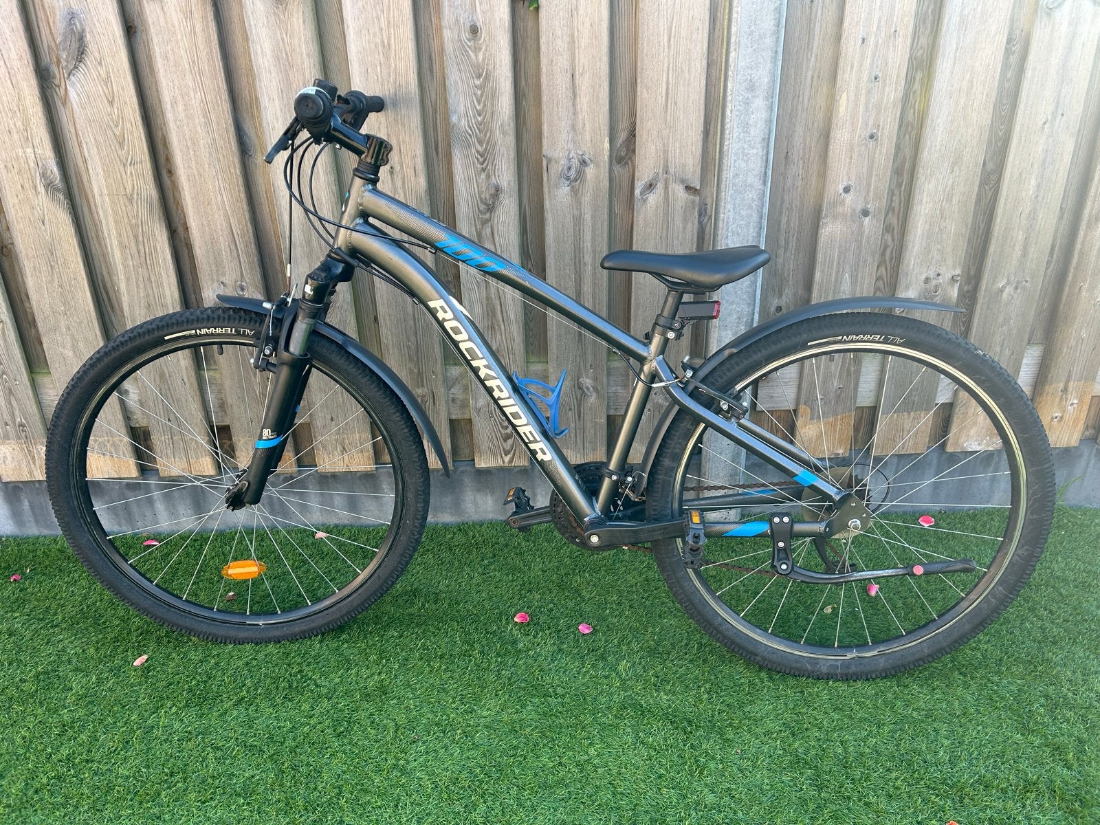 Rockrider mountainbike - Grijs/Blauw - Zo goed als nieuw, Overige merken, 49 tot 53 cm, Ophalen of Verzenden, Zo goed als nieuw