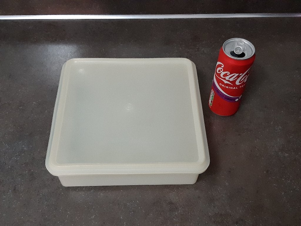 Tupperware voorraad doos vierkant wit vintage, Ophalen of Verzenden, Wit, Bus of Trommel