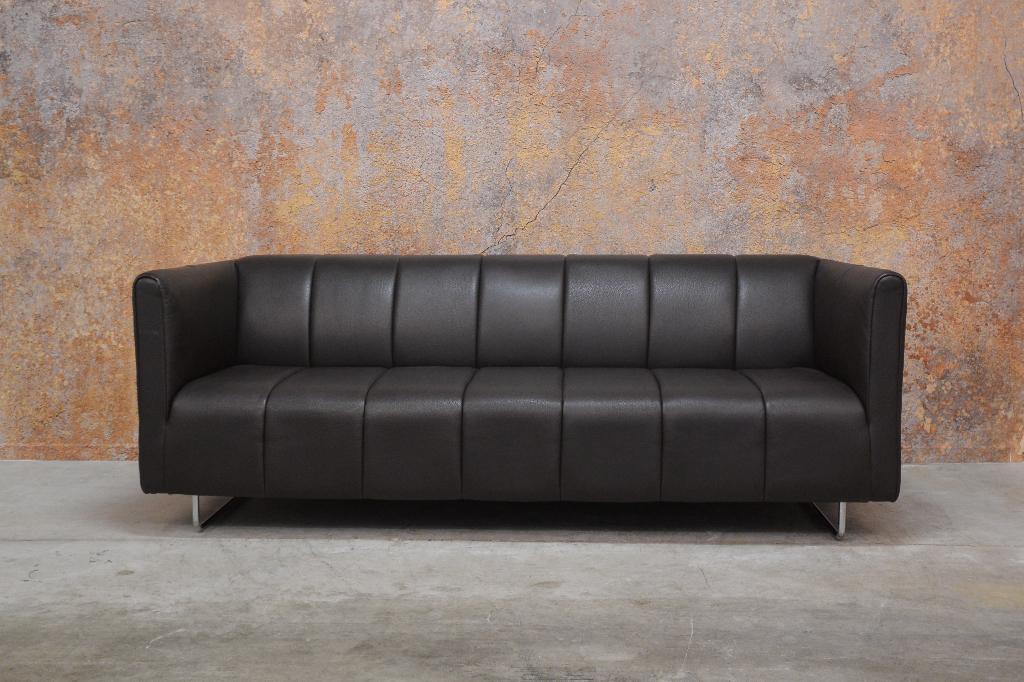 Als NIEUW! exclusieve bruine leren designbank van Montis, Montis, Montis, Driepersoons, 75 tot 100 cm