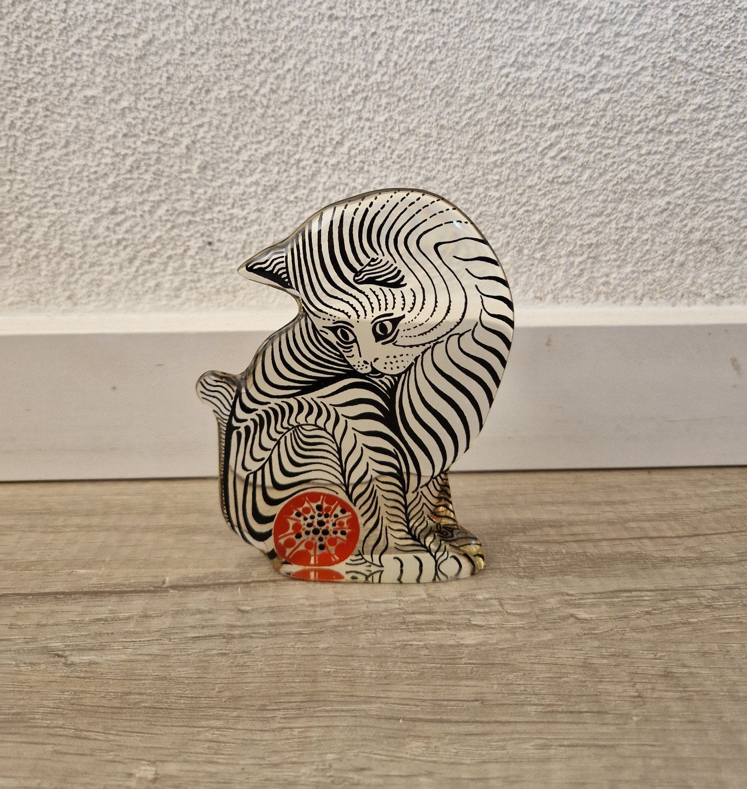 vintage retro abraham palatnik lucite kat rode bal beeld, Ophalen of Verzenden, Zo goed als nieuw, Dier