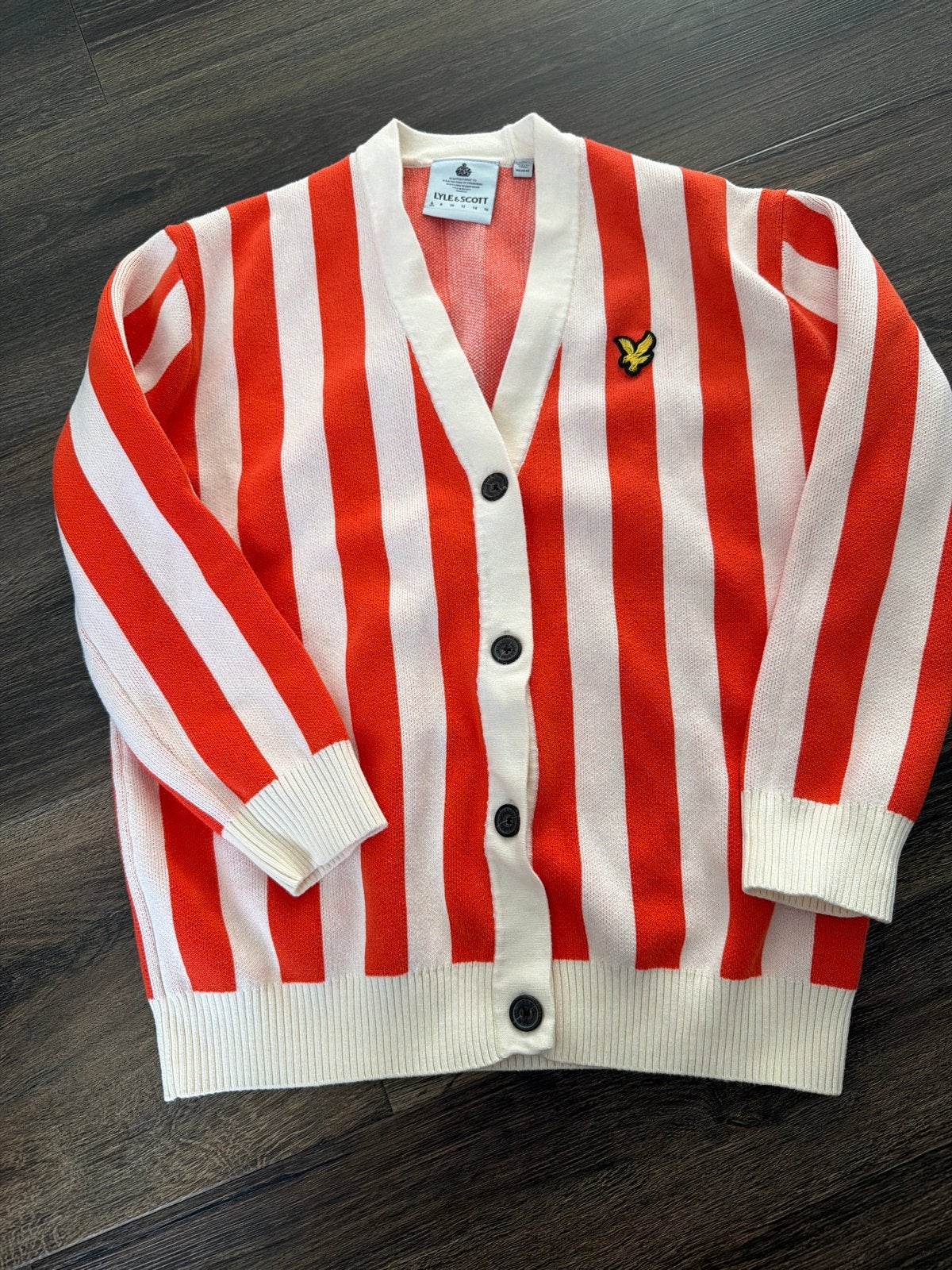 Lyle & Scott gestreept vest - Oranje/Wit, Verzenden, Zo goed als nieuw, Maat 38/40 (M), Oranje