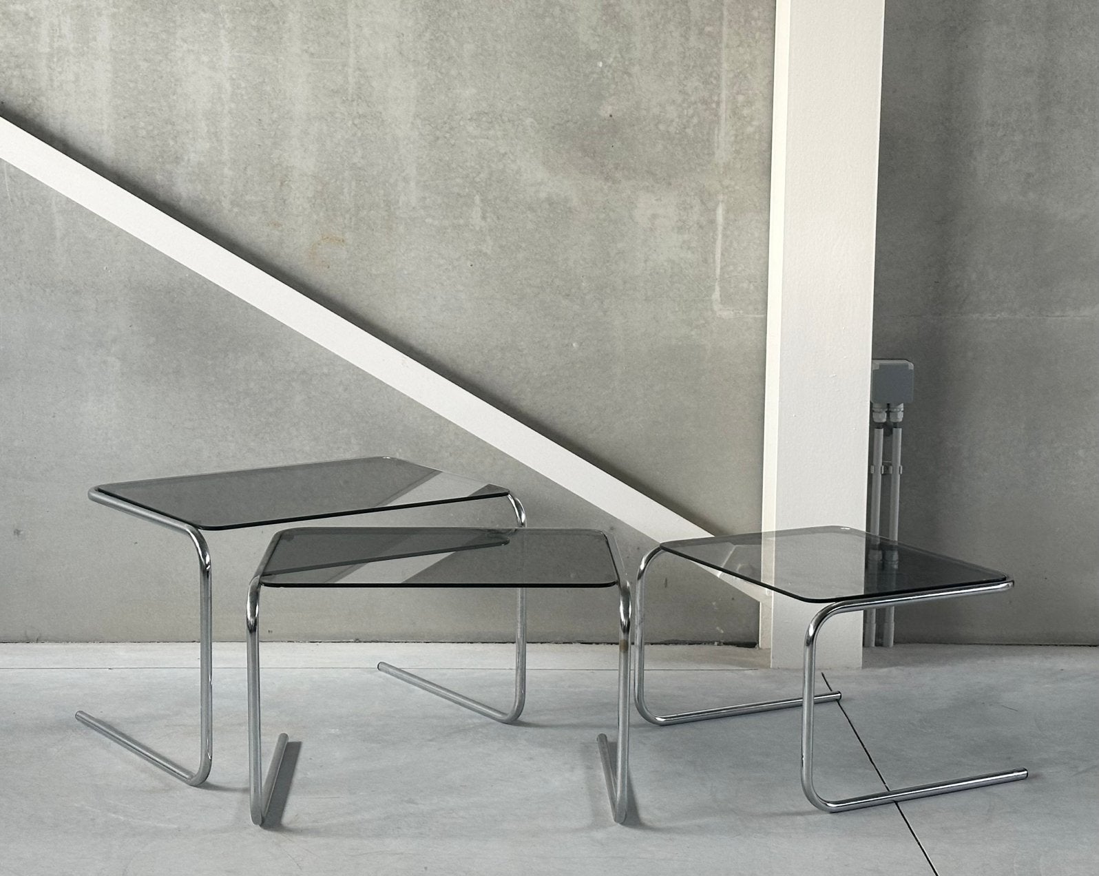 Vintage buisframe sidetable’s 1980s, Ophalen of Verzenden, Zo goed als nieuw