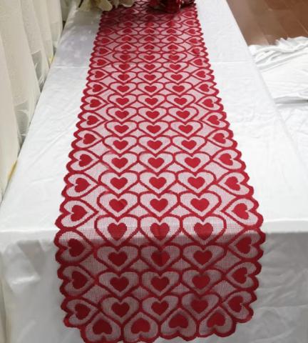 Tafelloper met hartjes doorschijnend, Ophalen of Verzenden, Nieuw, Rechthoek, Binnen