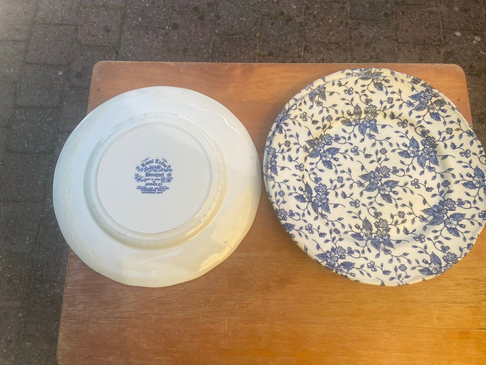 Vintage blauw-wit serviesgoed, diverse merken en patronen, Ophalen