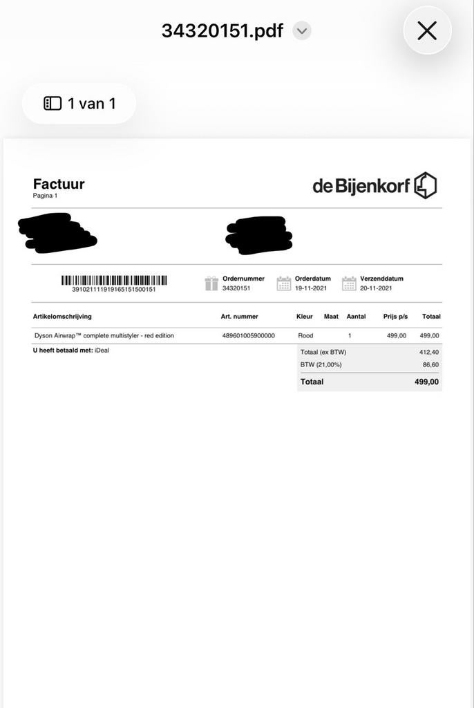 Dyson Airwrap complete multistyler - red edition, Ophalen of Verzenden, Gebruikt, Haarverzorging