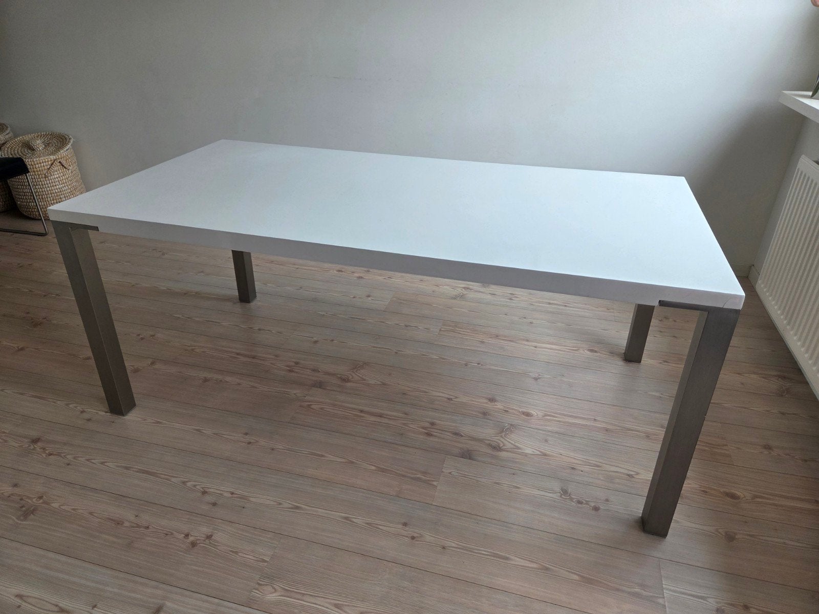 Witte Eettafel 180x90x75 cm, Huis en Inrichting, Tafels | Eettafels, Ophalen, Overige materialen, Gebruikt, 50 tot 100 cm