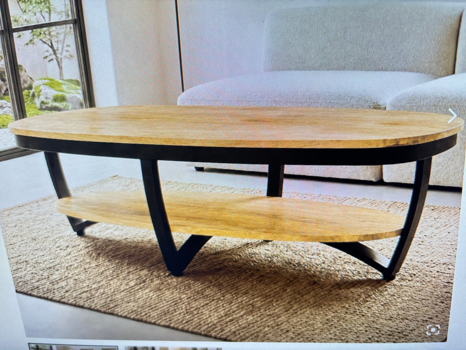 Salon tafel  mango industrieel, Ophalen, Zo goed als nieuw, Rond, 50 tot 100 cm