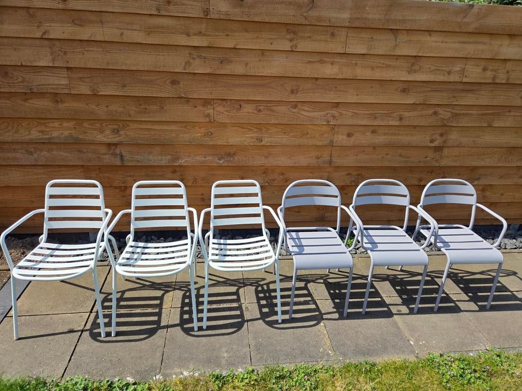 6 ijzeren tuinstoelen van Kwantum, Ophalen, Gebruikt, Metaal