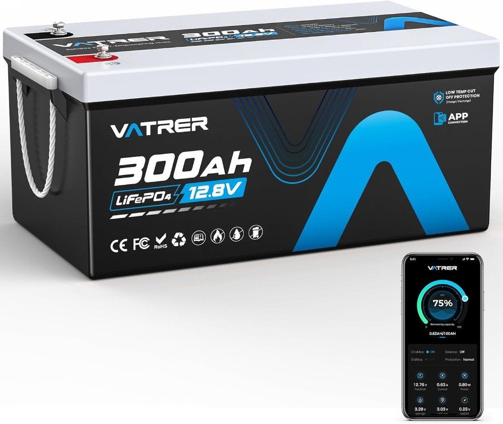 Vatrer 12V 300Ah LiFePO4 Lithium Accu – 3840Wh – SMART BMS, Ophalen of Verzenden, Nieuw