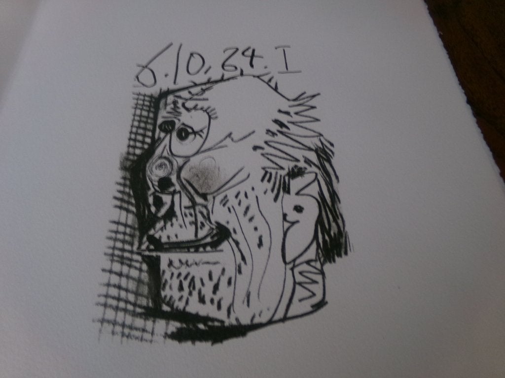 Pablo Picasso:  De smaak van geluk, kubistisch zelfportret, Antiek en Kunst, Ophalen of Verzenden, Lithografie