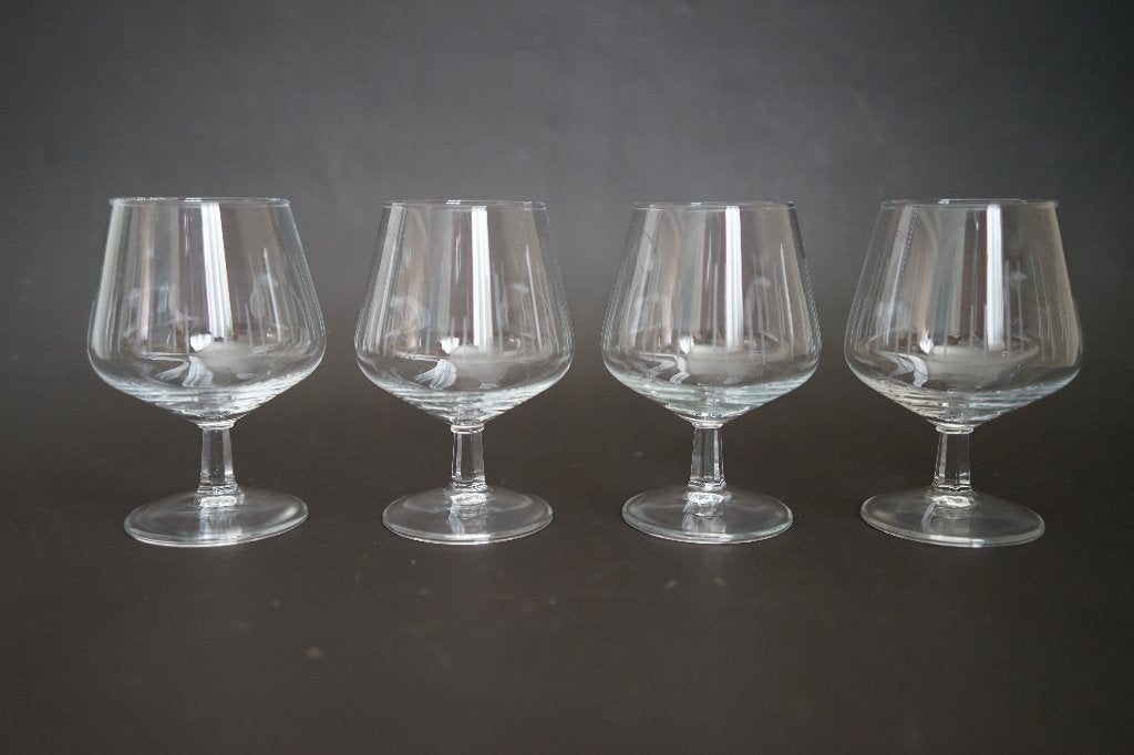 vintage 4x glas mid century Copier atlanta kristal geslepen, Glas of Glazen, Overige merken, Vintage, Ophalen of Verzenden