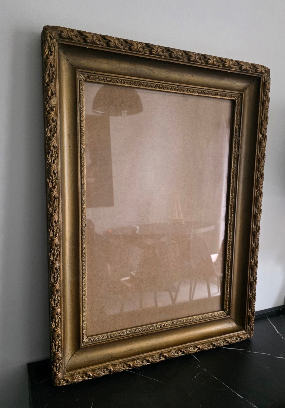 Antieke brocante lijst met glas  barok/rococo stijl, Ophalen of Verzenden, Glas, Met glas