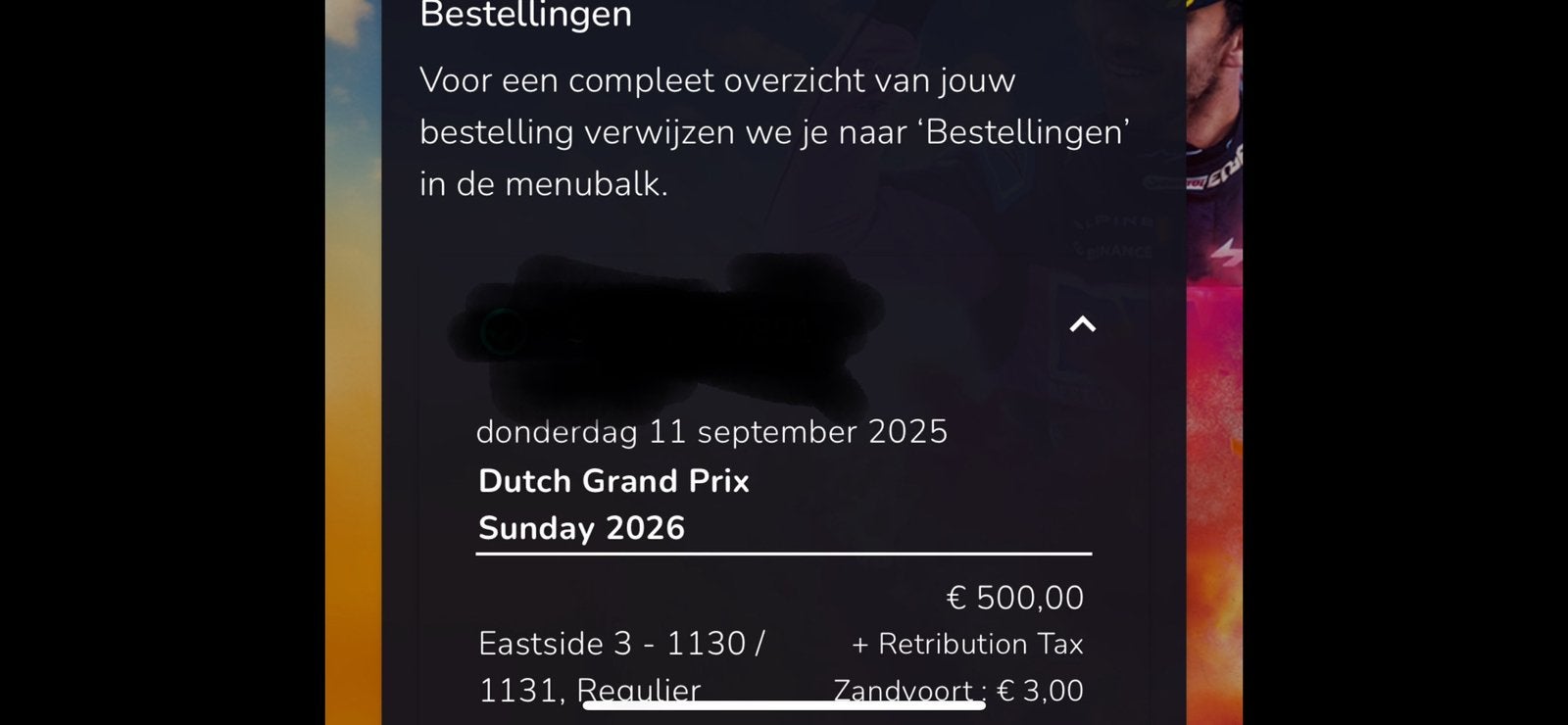 1 kaartje F1 Zandvoort race zondag op toptribune, Tickets en Kaartjes, Evenementen en Festivals, Eén persoon