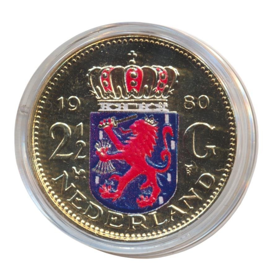 Nederland 2,5 Gulden 1980 gekleurd Juliana, Postzegels en Munten, Munten | Nederland, Ophalen of Verzenden, Koningin Juliana, 2½ gulden