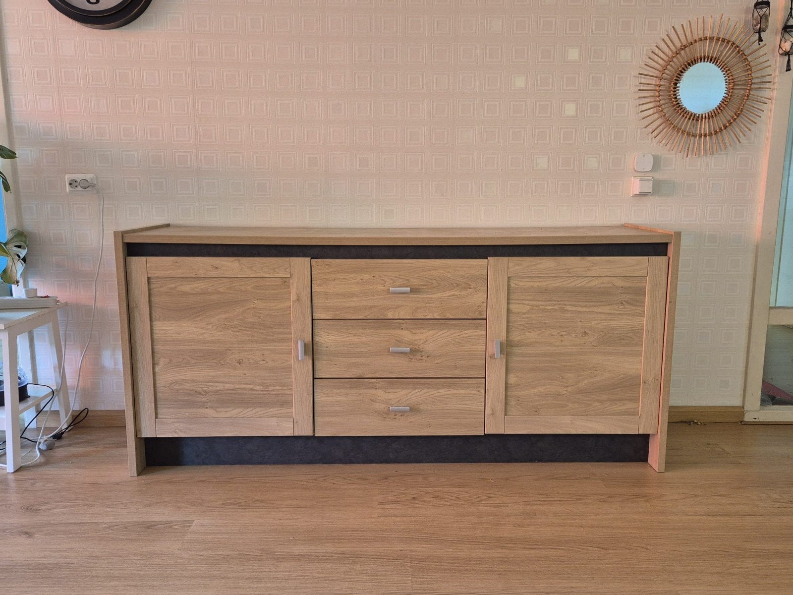 GRATIS Dressoir en TV-meubel set - Eikenhout look, Ophalen, Gebruikt, Met deur(en), 150 tot 200 cm