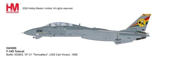 Hobby Master HA5265 | Grumman F-14D Tomcat, Ophalen, Schaalmodel, Nieuw, Pilot Station