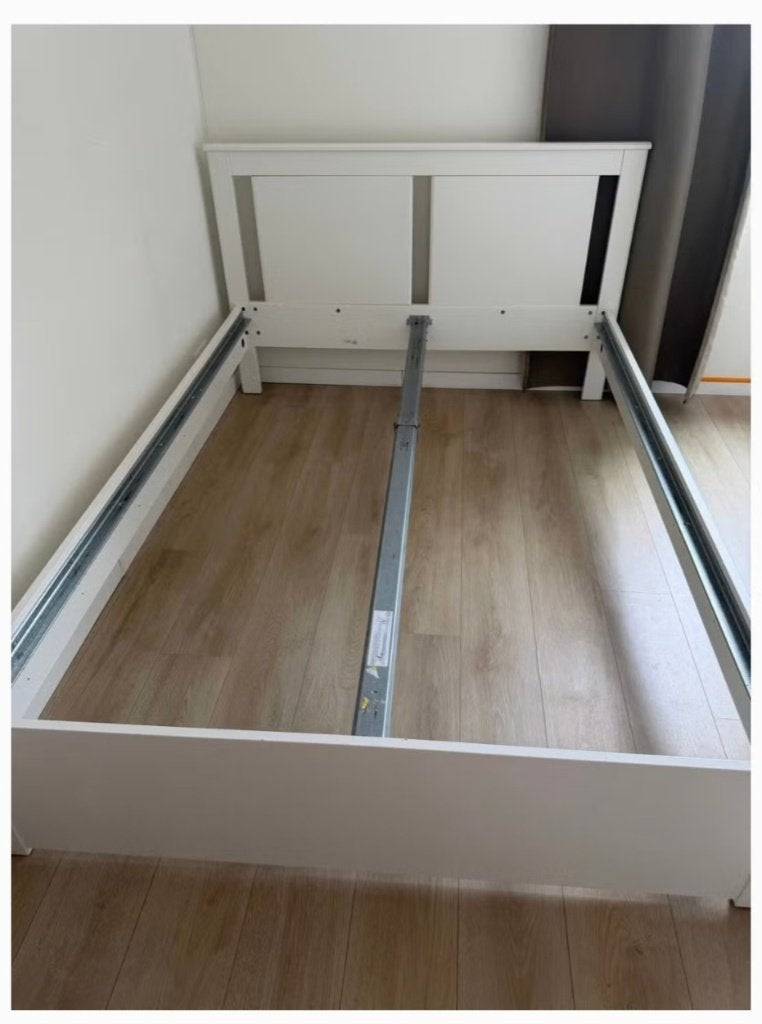 Wit IKEA Songesand bed, Ophalen, Gebruikt, Wit, Tweepersoons
