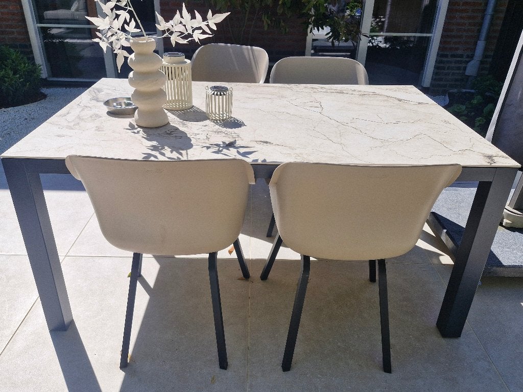 Tuinset beige keramiek, Ophalen, Zo goed als nieuw, Tuinset, Eettafel