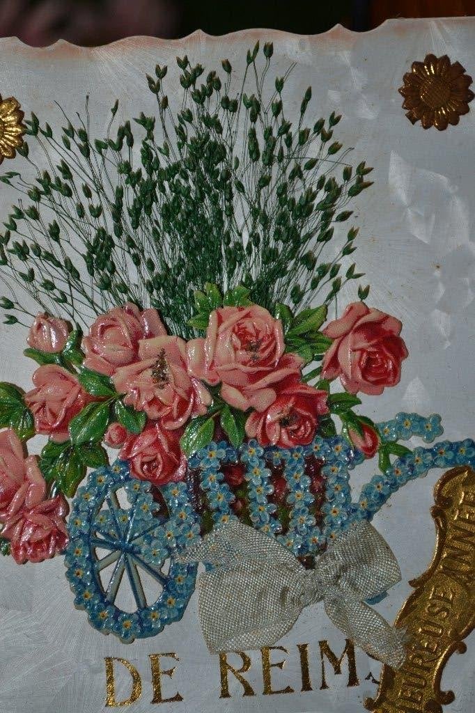 FRANKRIJK 1910 MARMERKAART POESIEPLAATJE ROZEN, Ophalen of Verzenden, Voor 1920, Gelopen, Sterren en Beroemdheden