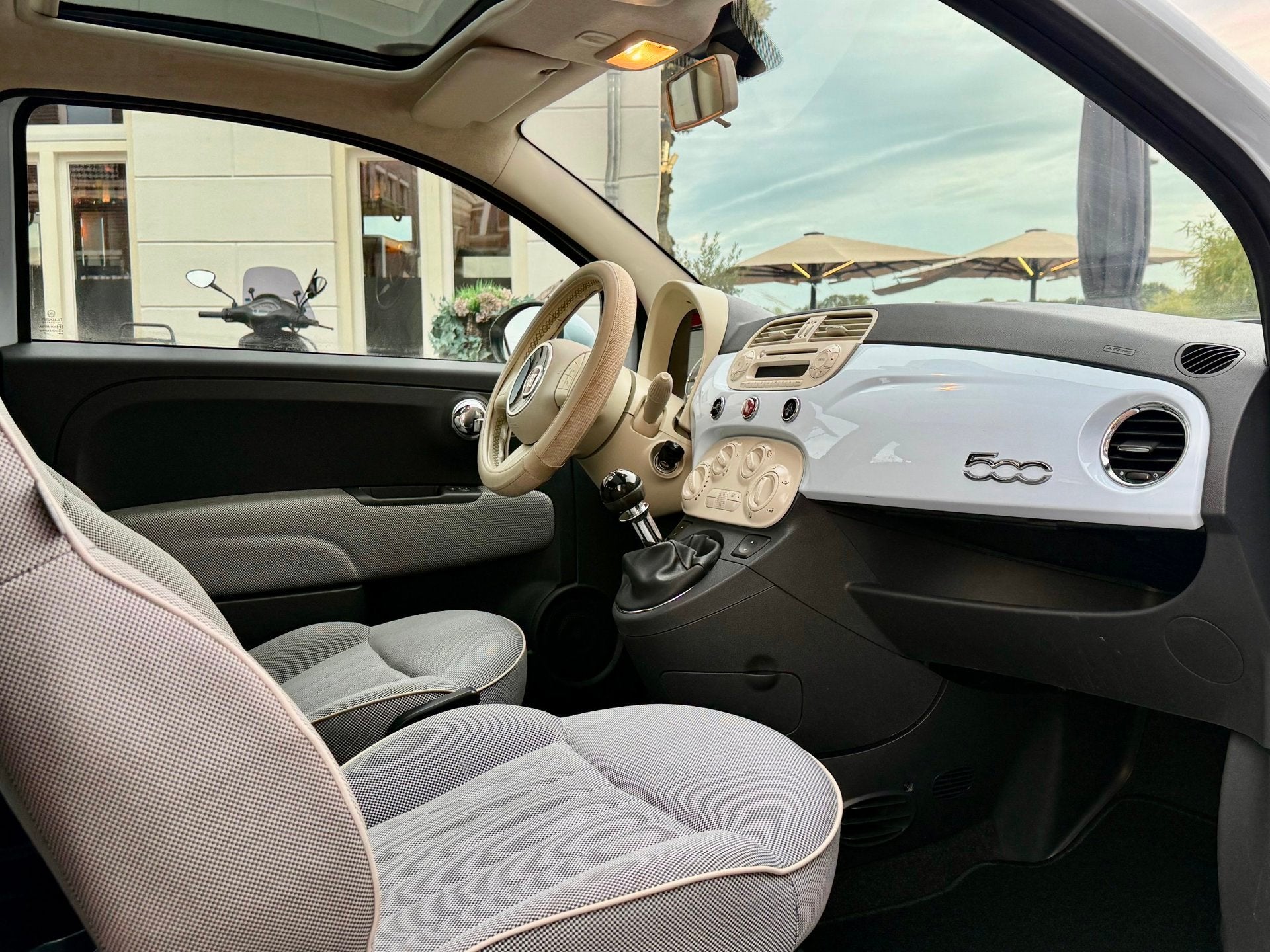 Fiat 500 1.2 | RIJKLAARPRIJS | Panoramadak | NAP | Babyblauw, Auto's, Voorwielaandrijving, Stof, Gebruikt, 1242 cc