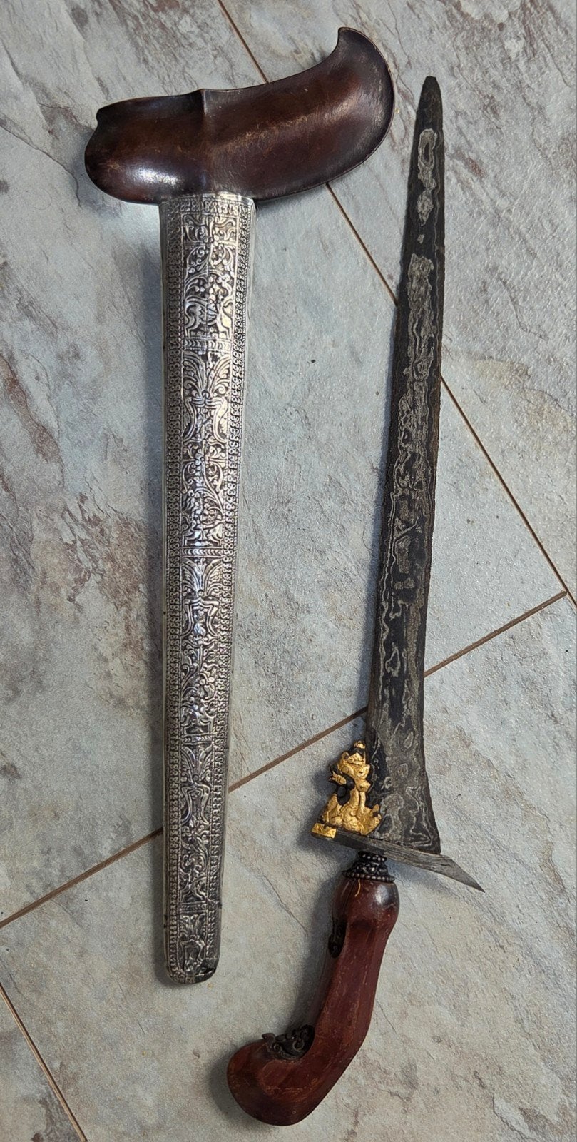 Keris met gouden Naga - Java, Antiek en Kunst, Ophalen of Verzenden