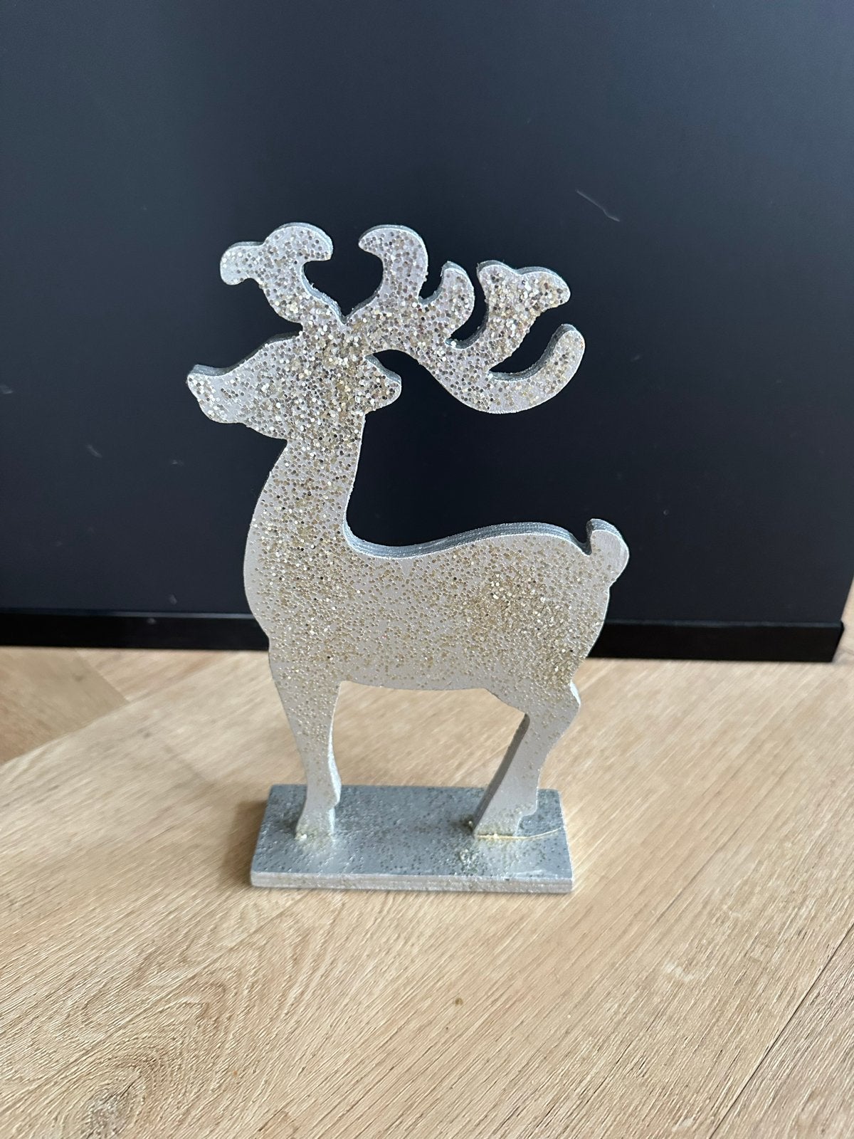 Houten Rendier - Zilverkleurig met glitter, Ophalen of Verzenden, Gebruikt