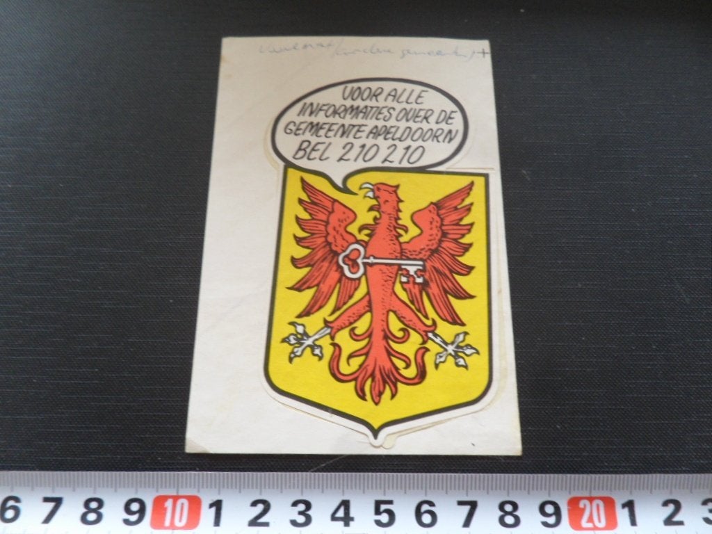sticker voor alle info gemeente apeldoorn 210 210 wapen, Verzamelen, Stickers, Ophalen, Zo goed als nieuw