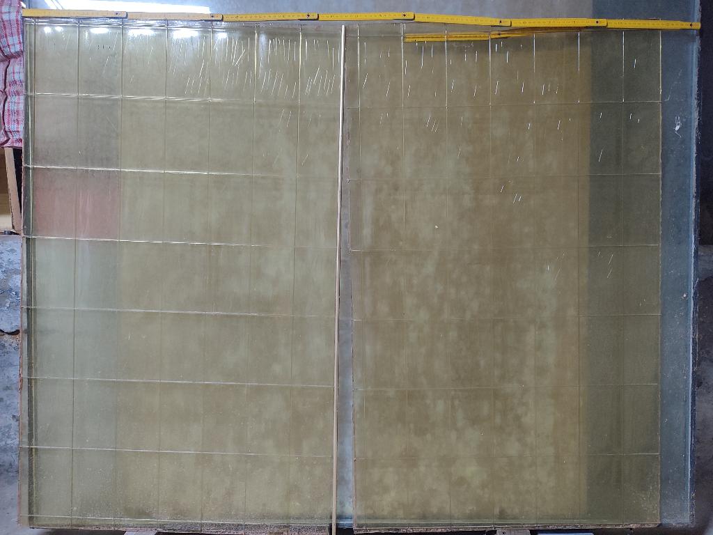 Sierglasplaat geel bewerkt voor glas in lood, Ophalen of Verzenden