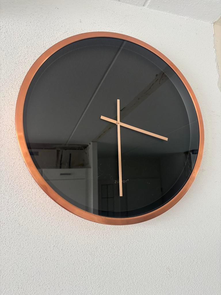Zuiver wandklok D60 koperkleurig, Huis en Inrichting, Ophalen, Zo goed als nieuw, Analoog, Wandklok