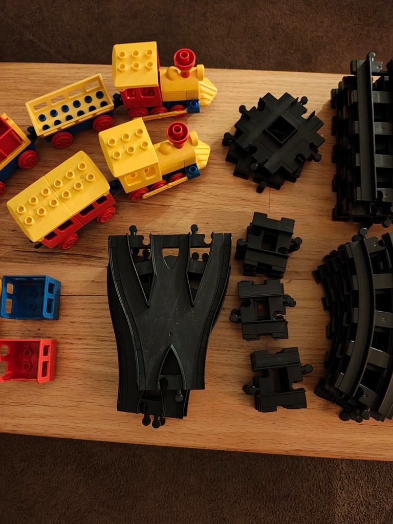 Vintage Duplo Spoorbaan met Treinen, Wissels en Kruispunten, Gebruikt, Ophalen of Verzenden, Inclusief minifiguren, Duplo
