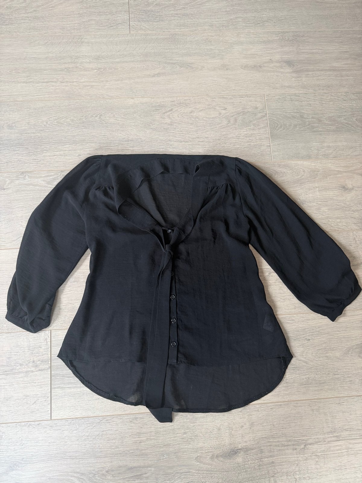 Zwarte blouse met lange mouwen - Atmosphere, Ophalen of Verzenden, Zo goed als nieuw, Maat 34 (XS) of kleiner, Zwart