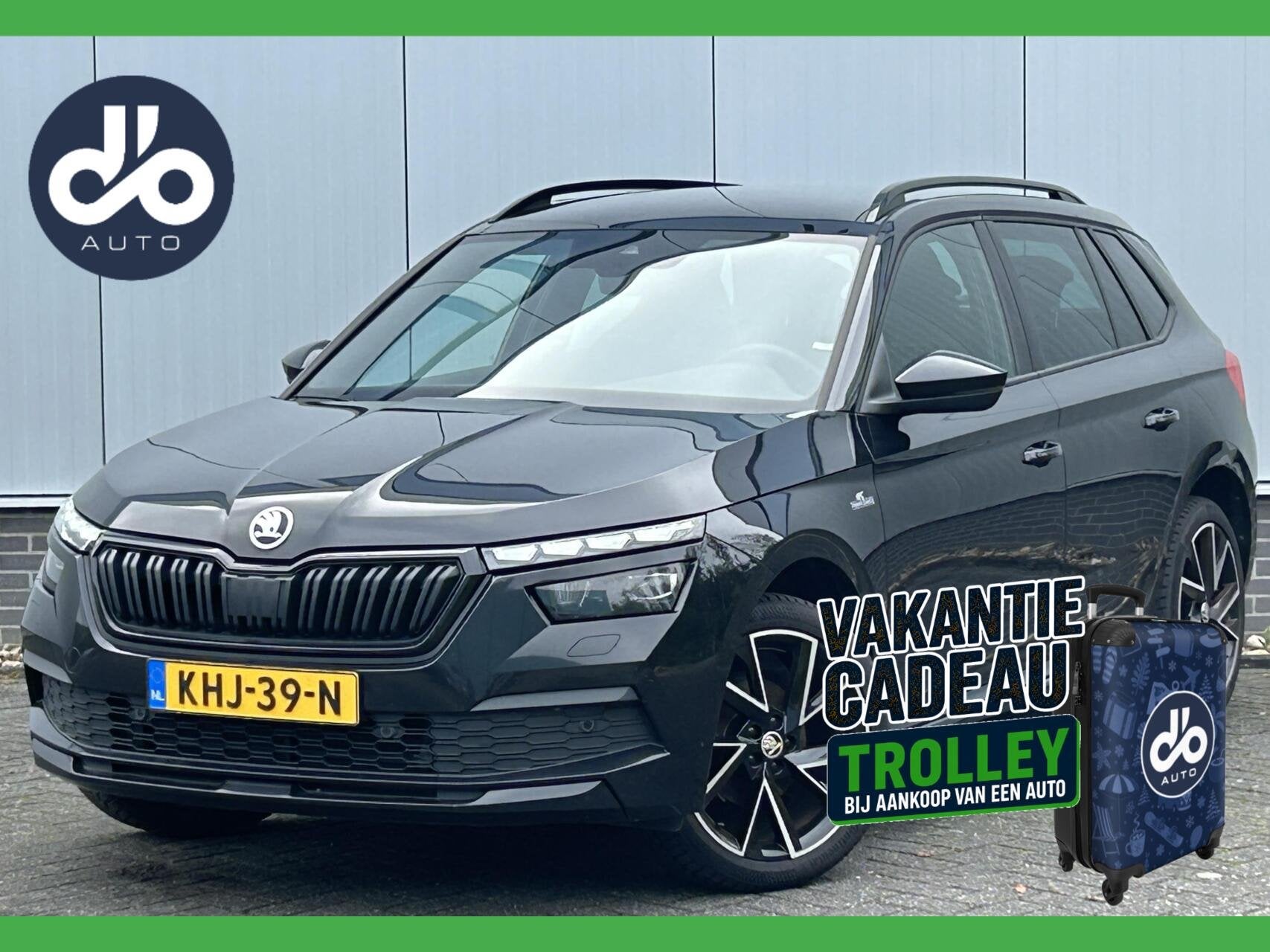 Skoda Kamiq 1.0 TSI 110pk DSG AUTOM. Monte Carlo GLAZEN DAK, Auto's, Dealer onderhouden, Stof, Gebruikt, Zwart