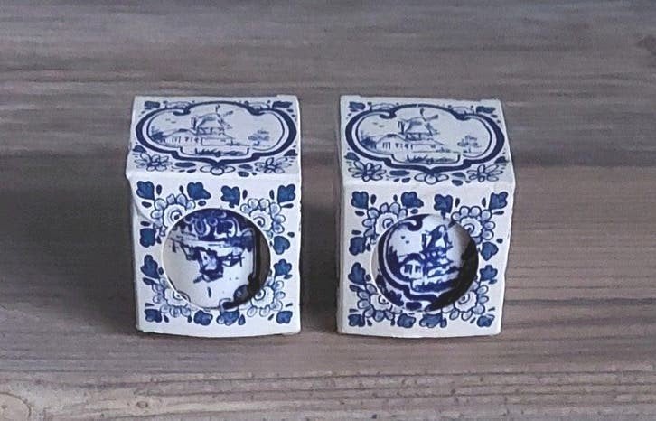 2 DELFTS BLAUW kaarsjes🙂, Ophalen of Verzenden, Nieuw, Blauw, Waxinelichthouder