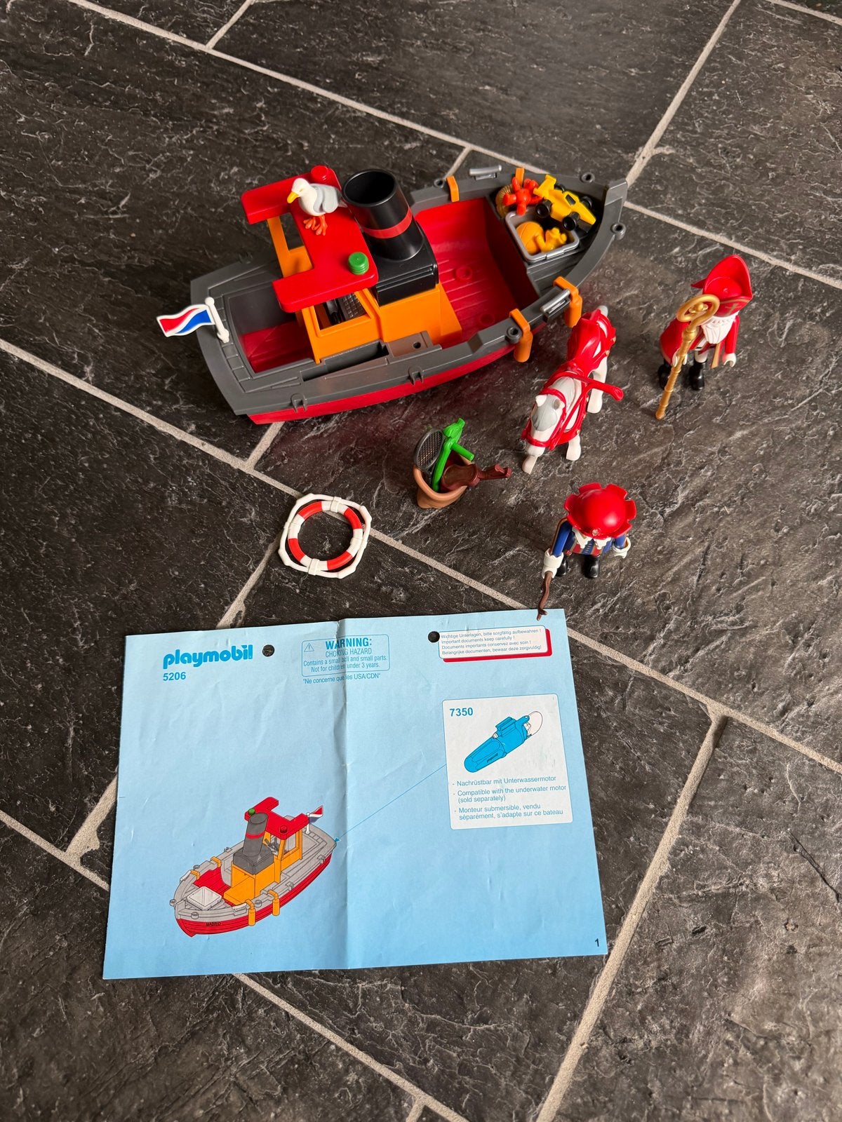Playmobil 5206 Sinterklaas Stoomboot met Figuren, Gebruikt, Complete set, Ophalen of Verzenden, Boot/Schip